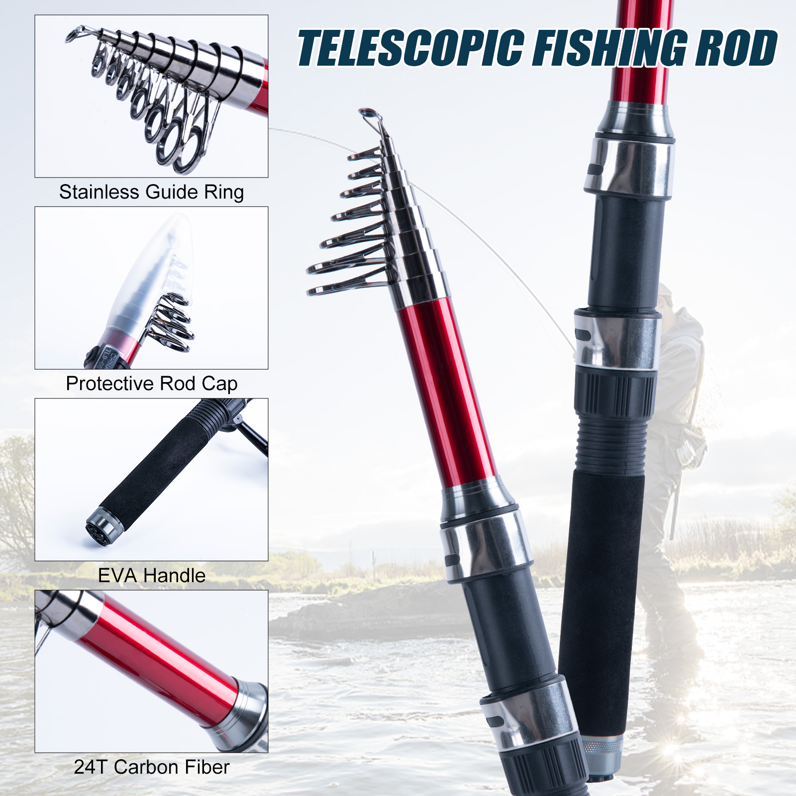 Goture Telescopic Fishing Rod  - Fishing Rod Carbon Fiber ulasan dan harga